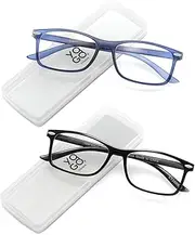 Yogo Vision Ultra Thin Lightweight Reading Glasses Men Women Stylish & Featherlight Frame With Clear Storage Case 2 Pack