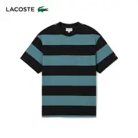 在飛比找momo購物網優惠-【LACOSTE】男裝-時尚條紋棉質短袖T恤(藍/綠條紋)