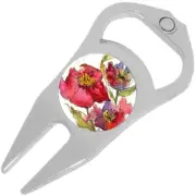 Watercolor Flowers Golf Ball Marker Divot Repair Tool Bottle Opener
