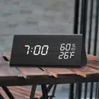 Electronic Wooden LED Display Digital Alarm Clock With Temperature & Humidity