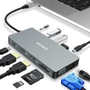 Docking Station USB C Hub Ethernet HDMI Type C Adapter Compatible with...