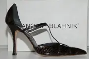 NEW MANOLO BLAHNIK VALON BROWN ALLIGATOR CROCODILE SHOES 40 9.5