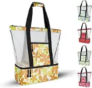 [Wzsipod] Beach Tote Bag with Cooler,Women Sandproof Mesh Beach Bag,Large Pool Bag with Zipper for Beach Travel Picnic Sport