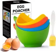 Egg Poacher - Poached Egg Cooker with Ring Standers, Silicone Egg Poache