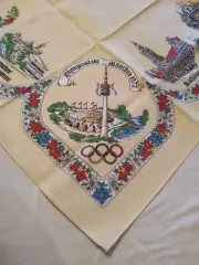 Vintage Munich Germany 1972 Olympic Games Linen Tablecloth Souvenir Karstadt