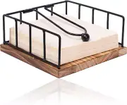 Napkin Holder for Table, Wooden Napkin Holder with Metal Weighted Arm, Flat & Sq