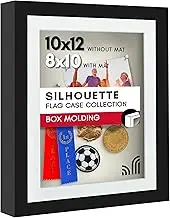 Americanflat 10x12 Shadow Box Frame with Shatter-Resistant Glass - Use as 8x10 Frame with Mat or 10x12 Without Mat - Silhouette Collection - Black with Soft Felt Back
