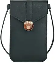 [AIMALL] Stylish PU Leather Mobile Phone Crossbody Bag with Touch Screen Clear Window - Secure Lock Closure, Compact Purse for Easy Accessibility