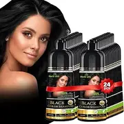 Herbishh Hair Color Shampoo for Gray Hair – Magic Hair Dye Shampoo – Colors Hair in Minutes–Long Lasting–500 Ml–3-In-1 Hair Color–Ammonia-Free (Black Pack of 24)