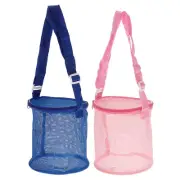 2pcs Mesh Beach Bag, Sea Shells Mesh Tote Sand Boxes Nets Bags, Blue Pink