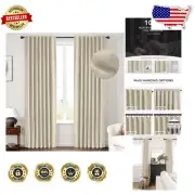 Luxury Thermal Insulated Blackout Curtains - 90" Length, 2 Panels Set in Natural