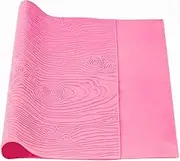 Beasea Silicone Lace Mold for Cakes Decorating, Woodgrain Fondant Impression Mat Silicone Lace Mold, Fondant Texture Mat for Sugar Lace Mats Wood Texture Mat Embossed Craft Tools (17 x 9 inches, Pink)