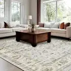 Area Rugs for Living Room Bedroom, Boho Rugs 9x12 Light Blue/Light Ivory/Beige