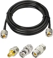 SUPERBAT PL259 Cable UHF RF Coaxial Coax Cable 16.4ft + 5pcs Adapter Kit, UHF Cable + SMA/BNC/PL259/SO239 Adapter Kit for CB,Amateur,SWR Meter,and Two-Way Radio Applications