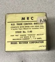 MODEL RECTIFIER MRC HO TRAIN CONTROL RHEOSTAT STOCK # T-40 MIJ VTG RARE