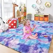 Home Large Size Plush Carpets for Living Room Children Bedroom Rug Decoration Thicken Rugs Play Mat for Girls Room Kids,Deep Purple,153X244cm