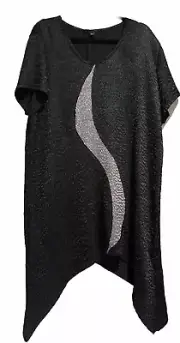 TS TAKING SHAPE Short Sleeve Waffle Creator TUNIC BLACK & SILVER Size S/18 *NWTS