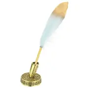 Feather Ballpoint Pens Bulk, Metal Holder Writing Pens, Blue
