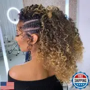XSASLYET 18 Inch Drawstring Ponytail Extension for Black Women, Curly Long Ha