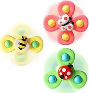 ALASOU 3PCS Suction Cup Spinner Toys for 1 Year Old Boy Girl|Spinning Top Baby Toys 12 18 Months|1 2 Year Old Boy Birthday Gift|Baby Toys for Kids Ages 1-3|Sensory Toys for Toddlers 1-3