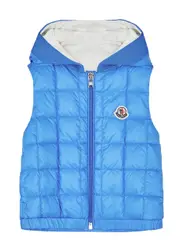 Moncler Kids Jouzas Quilted Hooded Shell Gilet - Blue 18 months