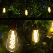 LED Patio Lights ST64 Glass FlexFilament Bulbs Edison Lights 4" Drop Sockets