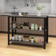 Costway91 cm Tall Bar Table with Open Shelves Metal Frame for Small Space-Grey