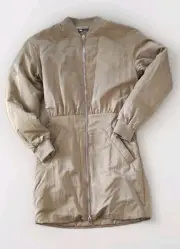Zara Dress Bomber Jacket Style Woman's Size XS Ribbed Cuffs Tan Full Zip Garment