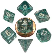Mini Polyhedral Dice Set with White Numbers (Ethereal Light Blue)