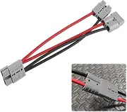 Anderson Plug Extension Cable, Anderson Style Plug Connectors, Polarity Adapter, 50A 1 to 2 Connector Double Y Adapter, 6mm Battery Cable for Car, RV,Truck,Trailer,Winch,Forklift