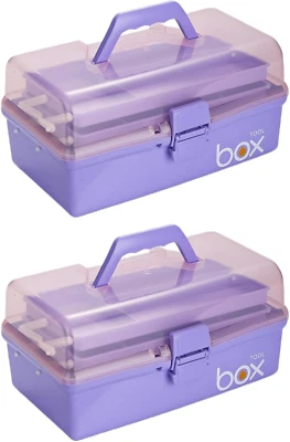 2PCS 12'' Three-Layer Clear Plastic Storage Box/Tool Box, Multipurpose Organizer