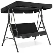 3 Seat Swing Canopies Seat Cushion Cover Set Patio Swing Chair Hammock Replacement Waterproof Garden Black