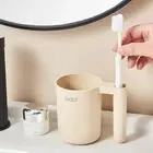 Cream White Toothbrush Holder 2-IN-1 Washing Mouth Cup Home Bathroom Hotel