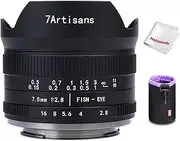 7artisans 7.5mm F2.8 II V2.0 APS-C Format Fisheye Lens with 190° Angle of View, Compatible with Sony E-Mount Cameras NEX-5N NEX-7 NEX-3N NEX-5T a3000 a5000 a6000 a3500 a5100 a6300 a6500