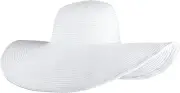 CHIC DIARY Womens Wide Brim Straw Hat Floppy Derby Large Large, White