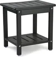 Apolimi HDPE Shower Bench, Shower Stool with Storage Shelf 2-Tier Spa Stool for Inside Shower,Water Resistant & Non-Slip Design Shower Seat (Black S Size)