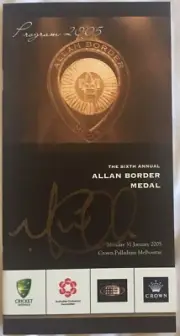 Michael Clarke SIGNED GOLD 2005 Allan Border Medal Menu. Bradman Ponting Warne