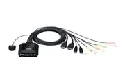 ATEN 2 Port USB 4K @60Hz HDMI Cable KVM Switch with Remote Port Selector