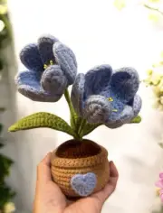 New! Tulip Handmade Crochet Flowers Pot. Decor For Car, Home & Office.