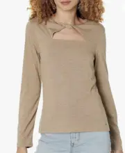 Tommy Hilfiger Women's Shiny Long Sleeve Lurex Twist Front Knit Top Size M New