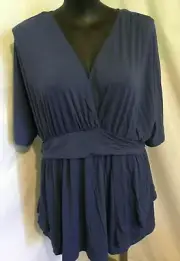 AUTOGRAPH MARINE BLUE "CROSS FRONT" STRETCH TOP SZ 24-NEW REDUCED $