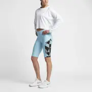 Nike Shorts Baseline Printed 11inch Women's Tennis 845730-499 Still Blue Black
