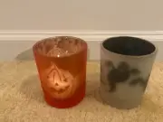 NEW Halloween Tea Light Candle Holder Ghost & Jack ‘O Lantern