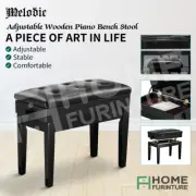 Melodic Piano Bench Stool Luxury PU Leather Adjustable Keyboard Seat Chair BK