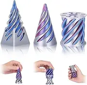Impossible Cone, 3PCS Spiral Cone Fidget Toy, 3D Printed The Impossible Passthrough Pyramid Cone, Mini Vortex Thread Illusion Fidgets Toys, Desk Decorations Toys for Stress and Anxiety Relief