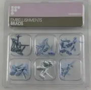 ROUND BRADS BLUE & WHITE FRANCHEVILLE FASTENERS SCRAPBOOKING EMBELLISHMENTS x 36