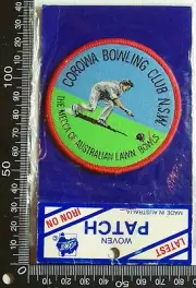 VINTAGE COROWA BOWLING CLUB EMBROIDERED SOUVENIR PATCH WOVEN CLOTH SEW-ON BADGE