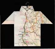 Origami Map Shirt California, Eureka, Arcata, Redwood Natl Pk, Ave of the Giants