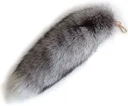 [Fosrion] 44cm Supper Huge Fluffy Silver Blue Fox Tail Fur Alopex Lagopus Handbag Accessories Key Chain Ring Hook Tassels Natural Color Cospaly Toy