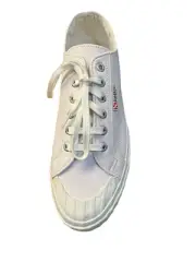 Superga Women's Shoe Size 41 US 10.5 White Canvas 2630 Stripe Sneakers